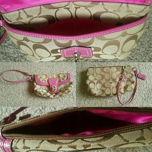 Mini Coach wristlet.